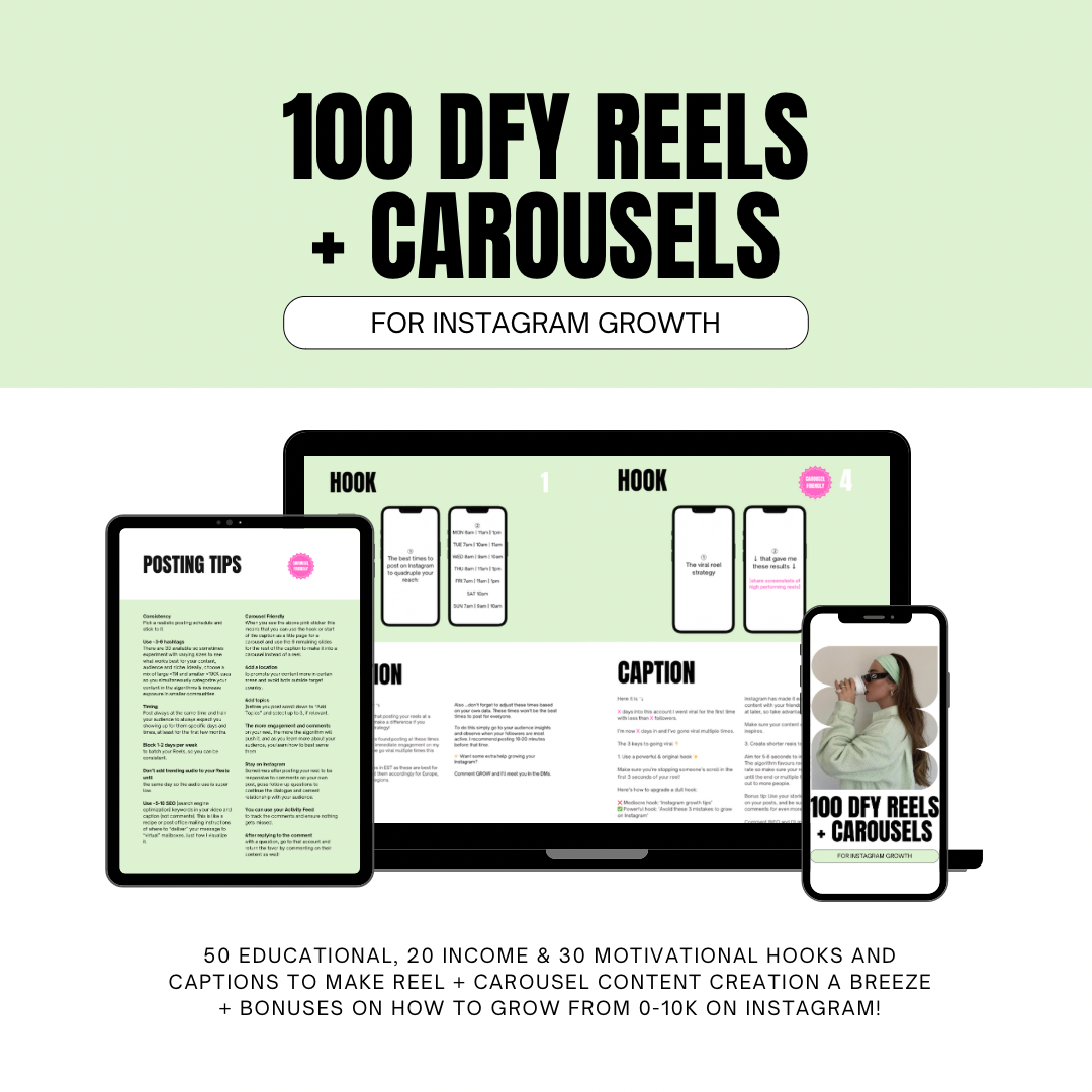 100 DFY Reels + Carousels